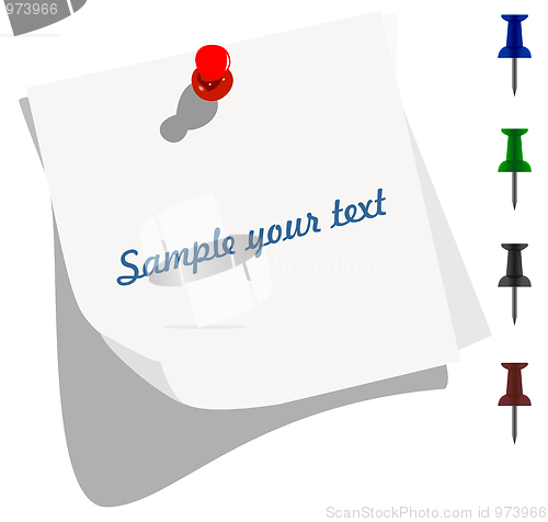 Image of Blank memo paper with colorful pins
