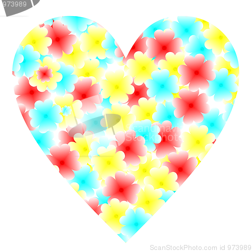 Image of Illustration flowers heart for valentine's day