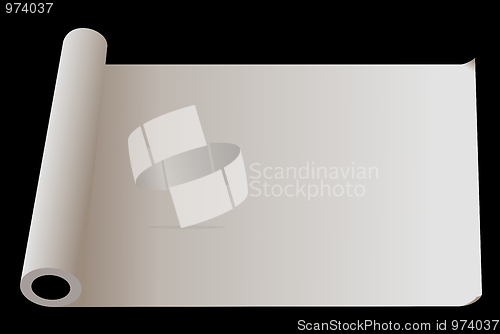 Image of Developed roll of  paper isolated on  black background