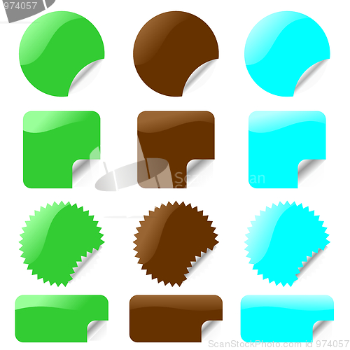 Image of Set of glossy labels in various shapes