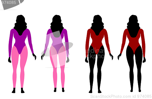 Image of Silhouettes of women in sportswear