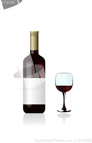 Image of Wine bottle and glass are isolated on white background