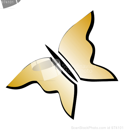 Image of Illustration gold butterfly of white background