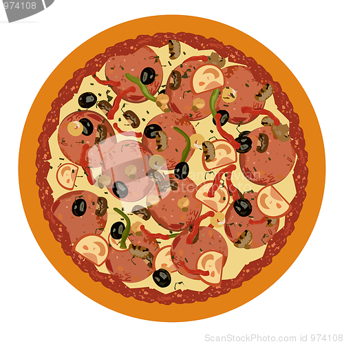 Image of Realistic illustration pizza on white background