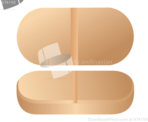 Image of Realistic illustration of pill is isolated on white background