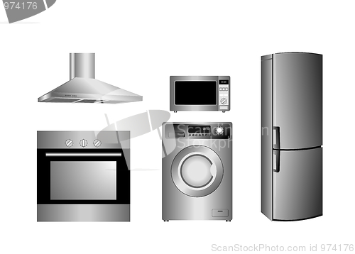 Image of detailed household appliances icons