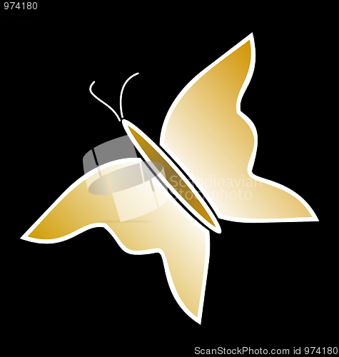 Image of Illustration  gold butterfly of black background