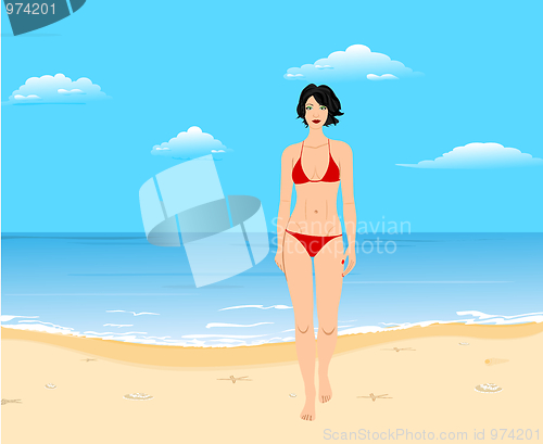 Image of Summer beach girl