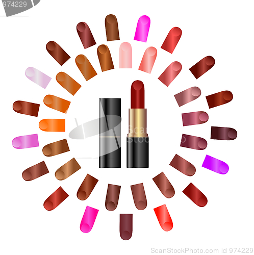 Image of Palette of colours of lipstick 