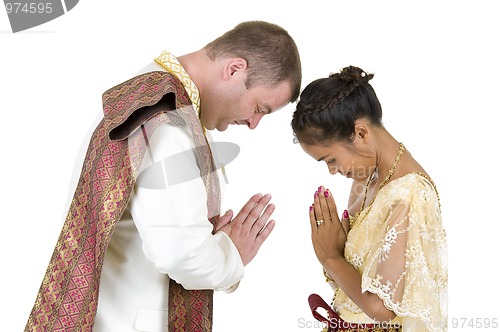 Image of caucasian and asian couple