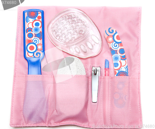 Image of Set for pedicure on rose