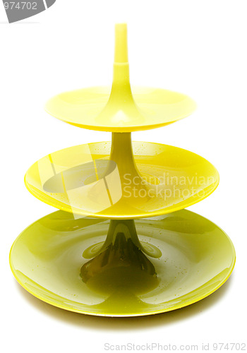 Image of Three-story plastic green vase