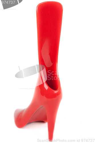 Image of Red feminine shoe, shoehorn