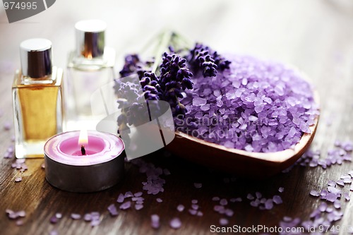 Image of lavender bath salt and massage oil