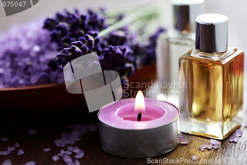 Image of lavender bath salt and massage oil