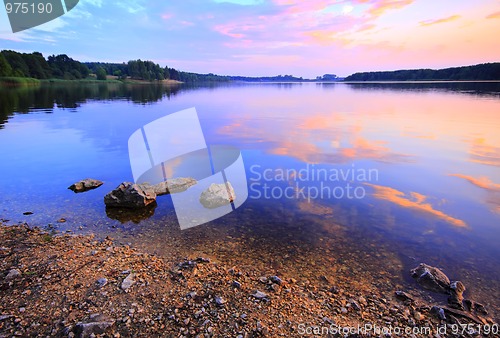 Image of Lake at warm twilight