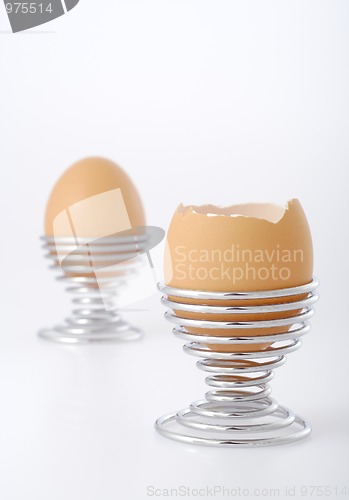 Image of Eggs in wire eggcup