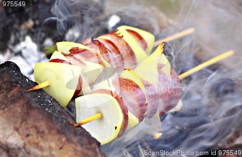 Image of Barbecue close up with smoke