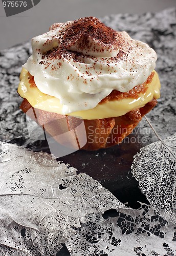 Image of Muffin with pudding filling and whipped cream