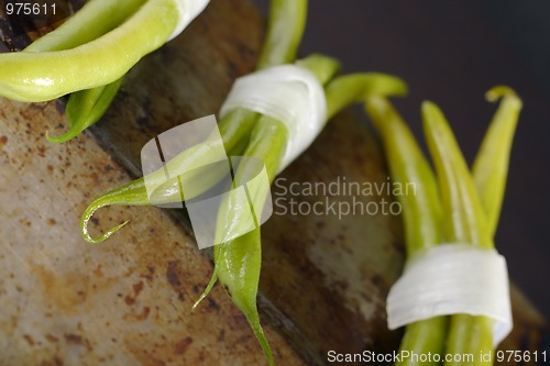 Image of Cooked green bean's bunches