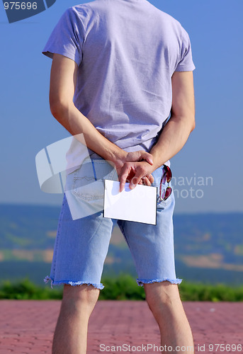 Image of Man with empty card