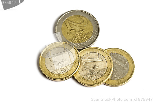 Image of Euro coins isolated on white