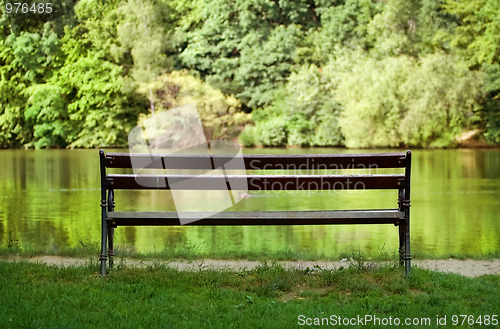 Image of Lonely bench near the lake