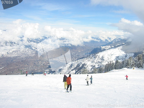 Image of Skiers on top