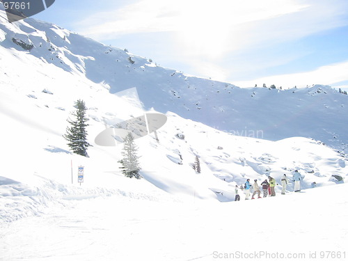 Image of Skiers waiting