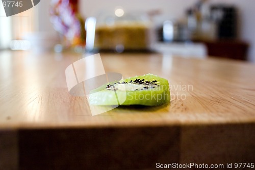Image of Sliced Kiwi on the Kitchen Table