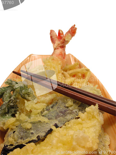 Image of Tempura and chopsticks-clipping path