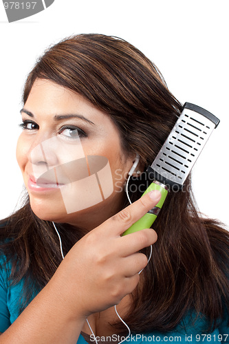 Image of Woman Brushing Her Hair