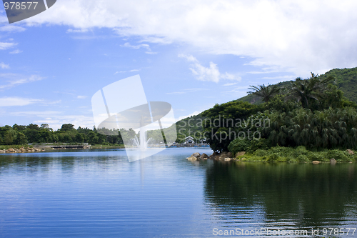 Image of Blue sky over water 