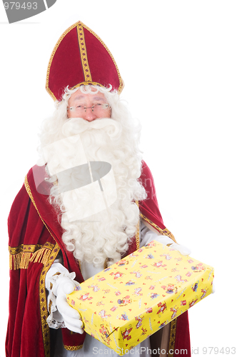 Image of Sinterklaas is giving a present