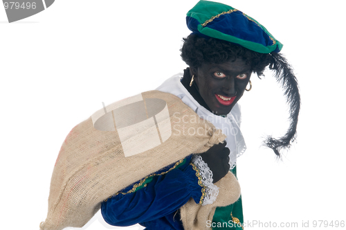 Image of Zwarte Piet with bag