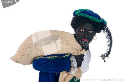 Image of Zwarte Piet with bag