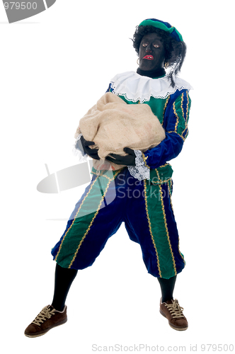 Image of Zwarte Piet with bag