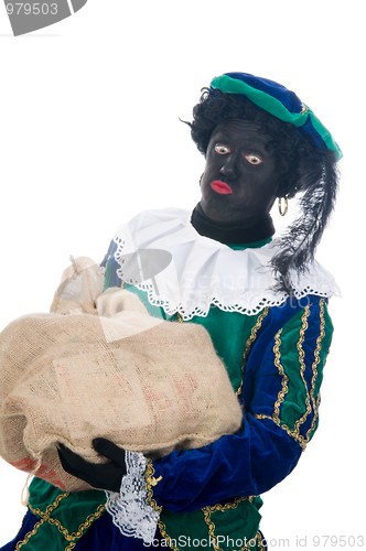 Image of Zwarte Piet with bag