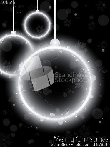 Image of Silver Neon Christmas Ball on Black Background