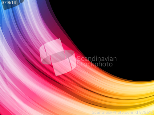 Image of Abstract Colorful Waves on Black Background