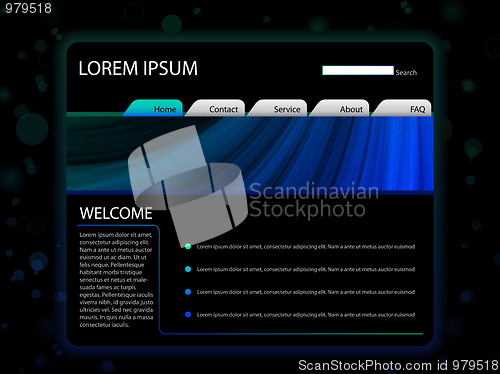 Image of Website Layout Template in Blue Color