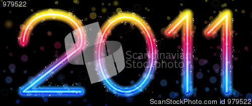 Image of 2011 Abstract Colorful Rainbow Letters on Black Background