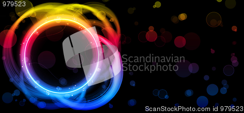 Image of Rainbow Circle Border with Sparkles and Swirls.