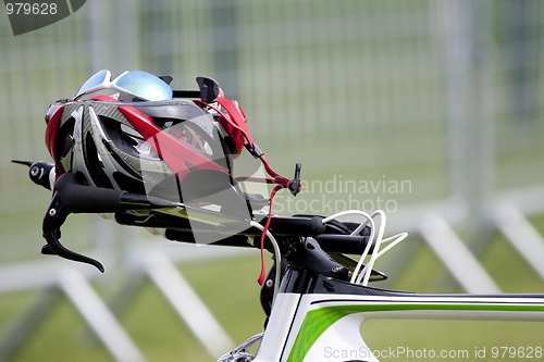 Image of Helmet on the handlebars