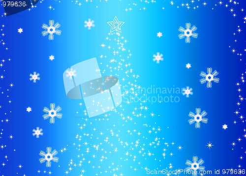 Image of Abstract fir tree and snowflakes