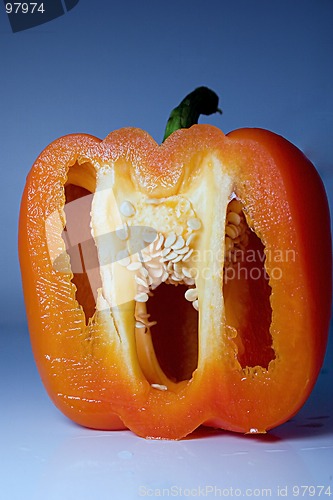 Image of Isolated Half Cut Orange Pepper