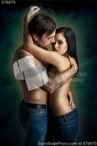 Image of   intimate young couple during foreplay