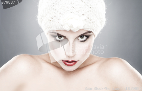 Image of  Futuristic girl looking stright in camera