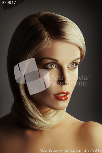 Image of Beautiful woman. Fashion art photo. Close-up makeup