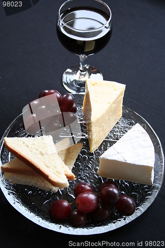 Image of Cheese,grapes and wine